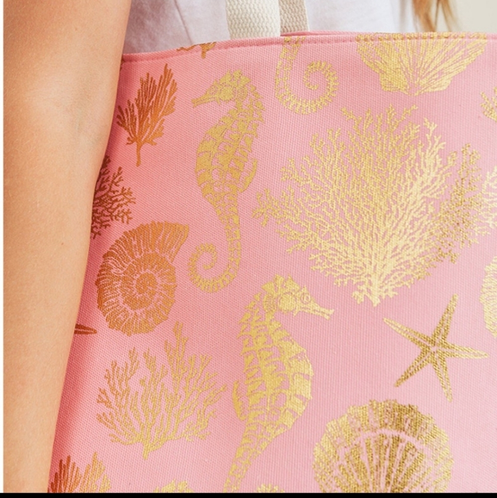 Light Pink and Gold foil tote. - Picture 7 of 9